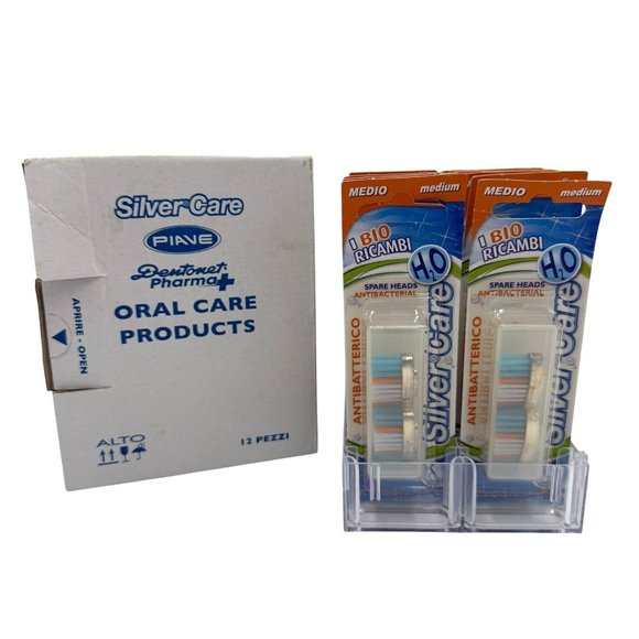 SilverCare H2O 2-Pc Toothbrush Spare Heads Medium Lot of 12 Packs